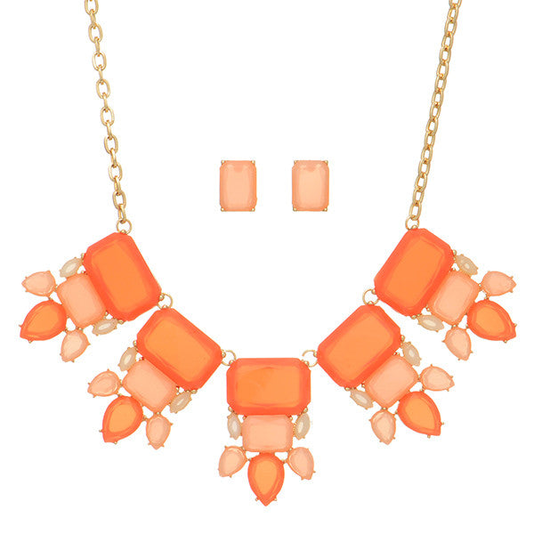 Orange and Peach Bib Necklace