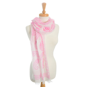 White and Pink Paisely Scarf